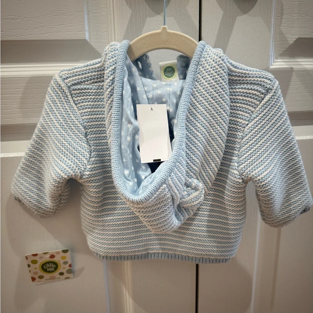 NWT Little Me Light Blue and White Striped Button Down Cardigan